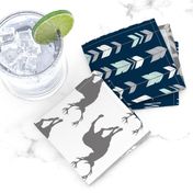 Rotated- Patchwork Deer in WHITE, mint, navy, and grey