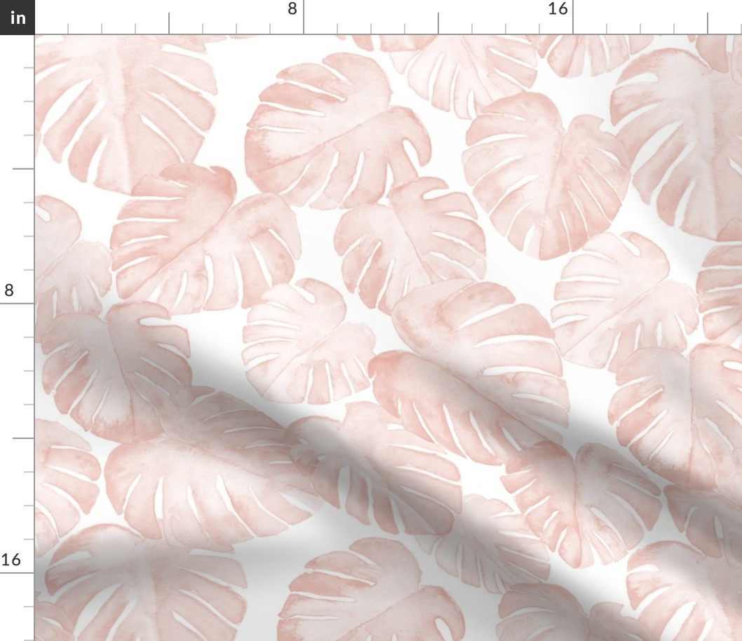 watercolor monstera leaf - dusty pink