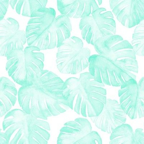 (small scale) watercolor monstera leaf mint