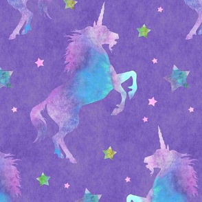 Unicorns Purple and Pink Stars