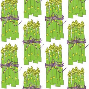 asparagus bunches with purple ties