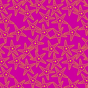 Starfish Background (yellow on pink)