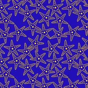 Starfish Background (yellow on blue)
