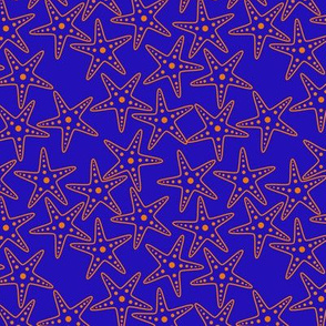 Starfish Background (orange on blue)