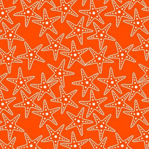 Starfish Background (white on bright orange)