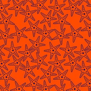 Starfish Background (purple on bright orange)