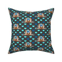 Yorkie Beauty blue hearts grey M