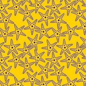 Starfish Background (blue on yellow)