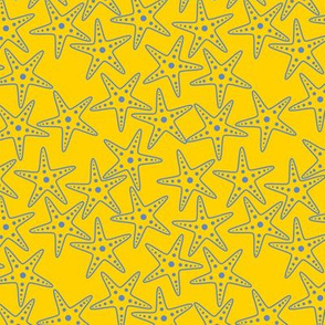 Starfish Background (mid blue on yellow)