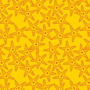 Starfish Background (bright orange on yellow)
