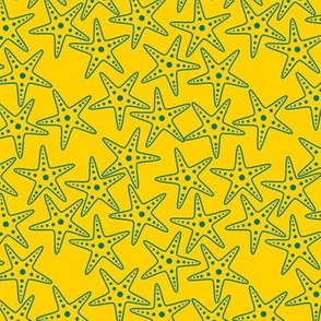Starfish Background (dark teal on yellow)