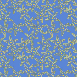 Starfish Background (yellow on mid blue)