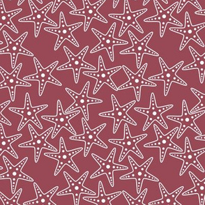 Starfish Background (white on dark mauve)