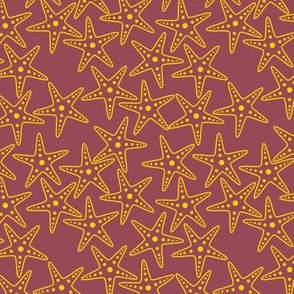 Starfish Background (yellow on dark mauve)