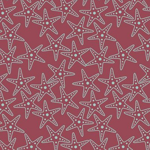 Starfish Background (light teal on dark mauve)
