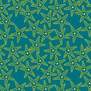 Starfish Background (yellow on dark teal)