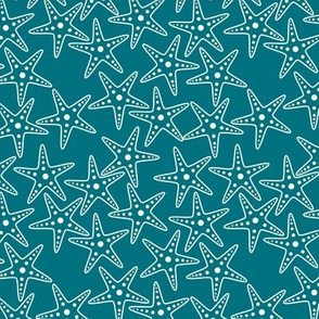 Starfish Background (white on dark teal)