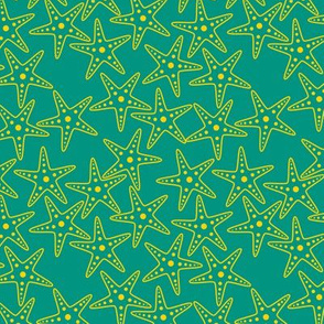 Starfish Background (yellow on teal)