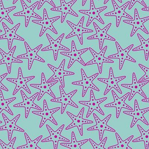 Starfish Background (pink on light teal)