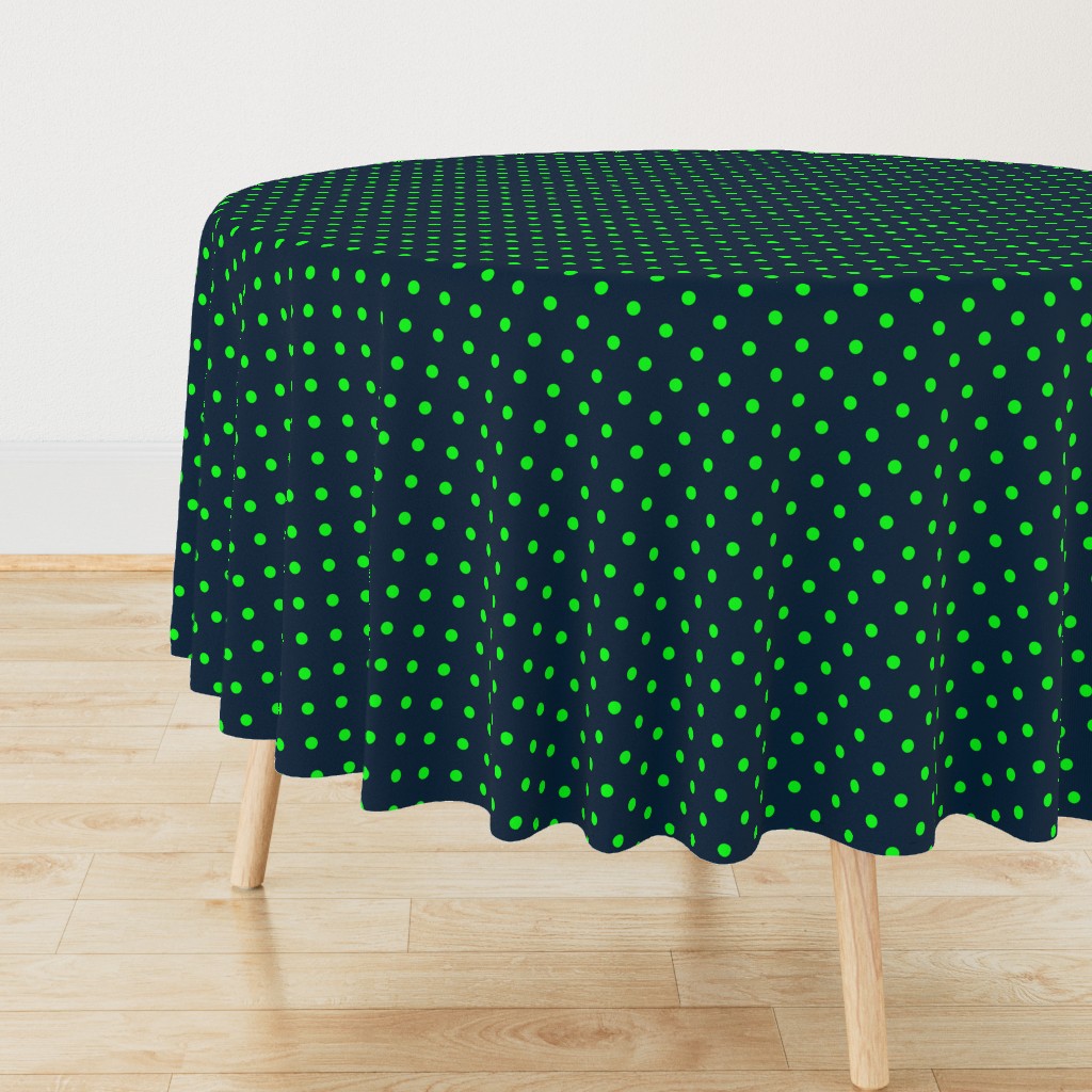 Navy and Lime Polka Dots