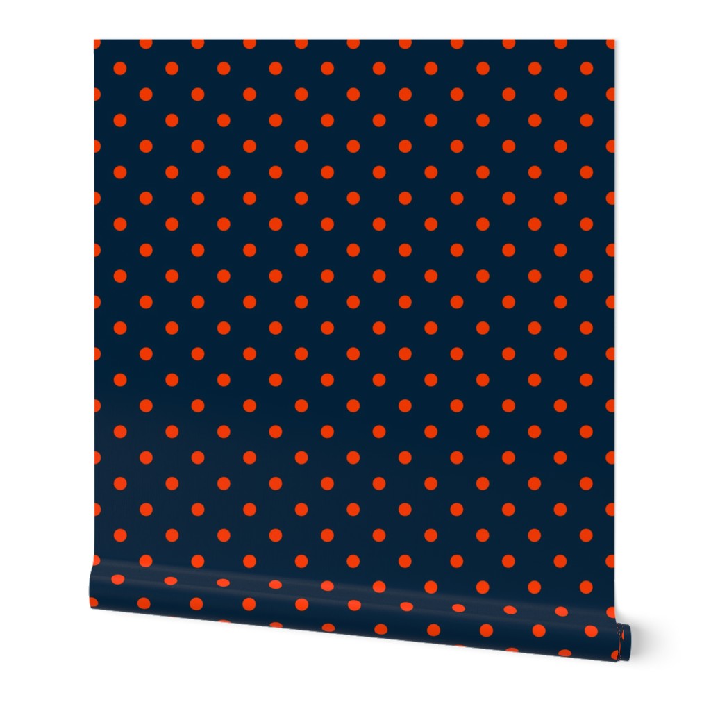 Mini Navy and Orange Polka Dots