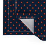 Mini Navy and Orange Polka Dots