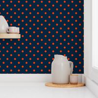 Mini Navy and Orange Polka Dots