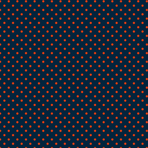 Mini Navy and Orange Polka Dots