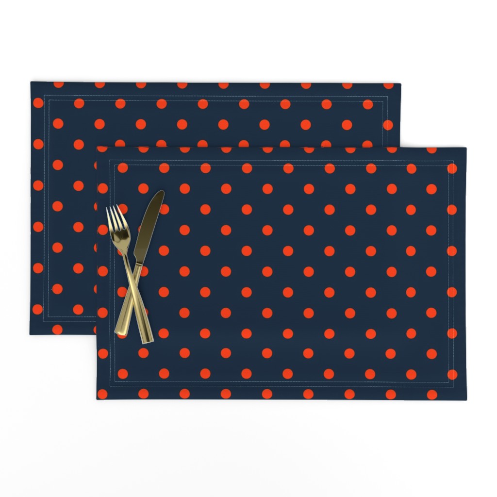 Navy and Orange Polka Dots