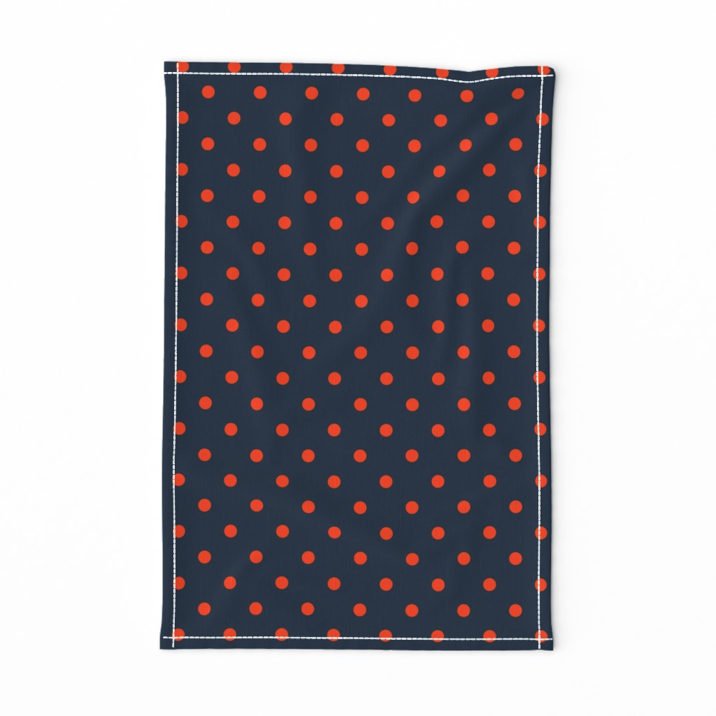 Navy and Orange Polka Dots