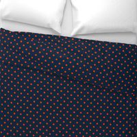 Navy and Orange Polka Dots