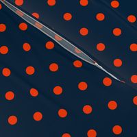 Navy and Orange Polka Dots