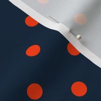 Navy and Orange Polka Dots