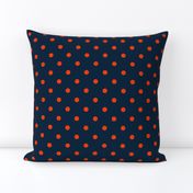 Navy and Orange Polka Dots