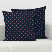 Navy and Orange Polka Dots