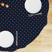 Navy and Orange Polka Dots