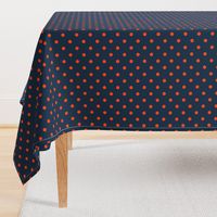 Navy and Orange Polka Dots