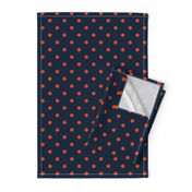 Navy and Orange Polka Dots