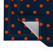 Navy and Orange Polka Dots