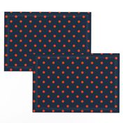 Navy and Orange Polka Dots