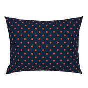 Navy and Orange Polka Dots