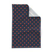 Navy and Orange Polka Dots