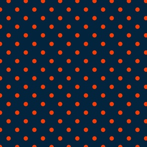 Navy and Orange Polka Dots