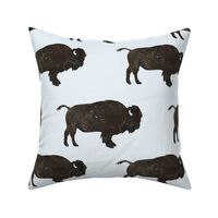 10" 10" Buffalo / Brown, Tan, White & Blue Hues / Blue Background