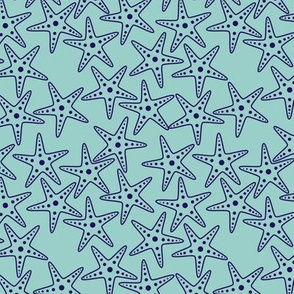 Starfish Background (purple on light teal)