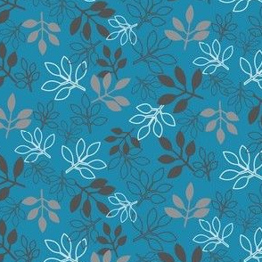 Rose Leaf Print in Blue and Gray