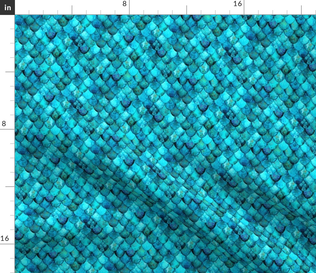 SMALL Aqua + Turquoise Mermaid or Dragon Scales by Su_G_©SuSchaefer