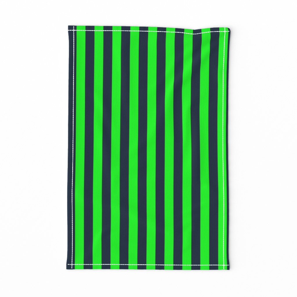 Navy and Neon Lime Green Vertical Stripes