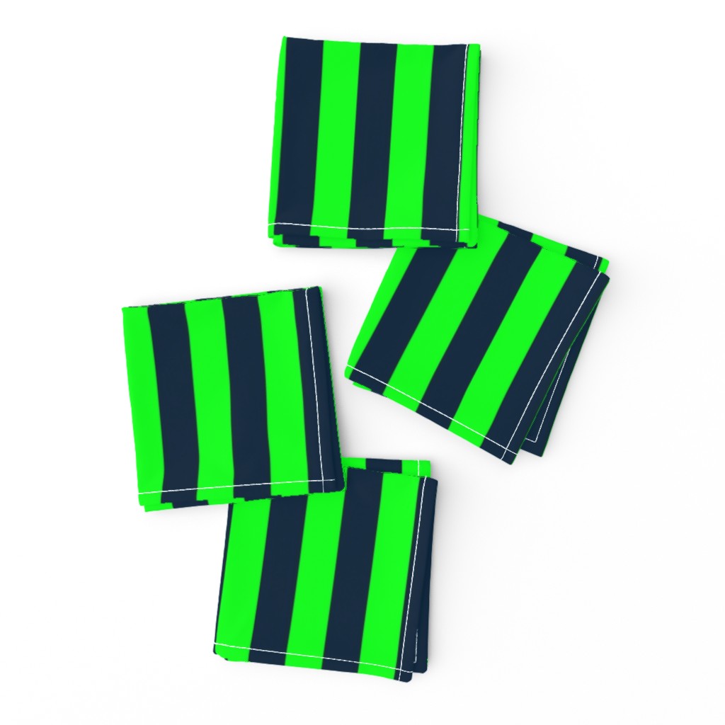 Navy and Neon Lime Green Vertical Stripes