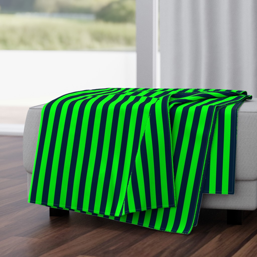 Navy and Neon Lime Green Vertical Stripes